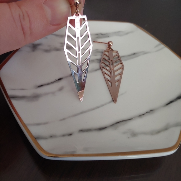 Rose Gold Dangle Earrings - Picture 3 of 4